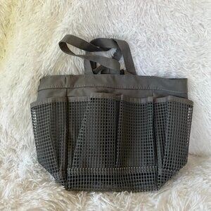 Gray Mesh Shower Caddy Bag Camping Dormitory Multi Pocket